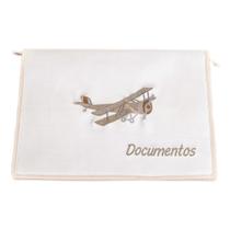 Pasta de Documento Bordada Avião Moderna Arquivos