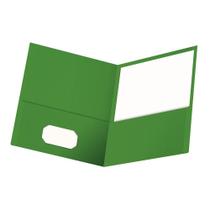 Pasta de papel texturizado Oxford Twin-Pocket Green Letter
