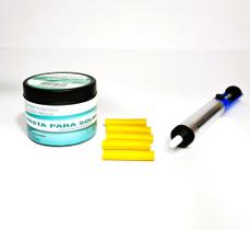 Pasta de solda + fluxo pastoso + 5 protetores de bico