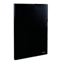 Pasta Elástico Com Aba Ofício Preta Plascony