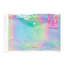 Pasta Envelope Com Botão A4 Holográfica Pink Vibes Leo Arte