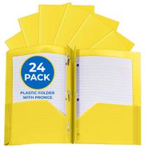 Pasta EPI 24 unidades amarela de plástico com 2 bolsos, tamanho carta