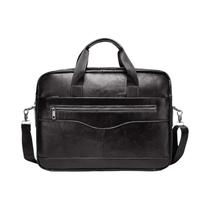 Pasta Executiva Masculina De Couro Genuíno, Bolsa De Ombro Portátil Para Laptop, Para Escritório E