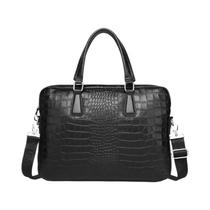 Pasta Executiva Masculina De Couro Genuíno Com Textura De Crocodilo Para Laptop De 15,6 Polegadas,