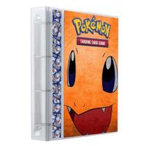 Pasta Fichário Álbum Cristal Cartas Cards Pokémon Charmander com 10 Folhas 9 Bolsos 4 Argolas