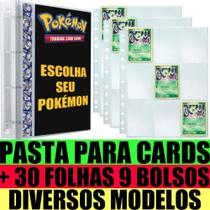 Pasta Fichário Álbum Cristal Cartas Cards Pokémon Com 30 Folhas 9 Bolsos 4 Argolas Pasta Fichário Álbum Cristal Cartas Cards Pokémon Com 30 Folhas 9 Bolsos 4 Argolas