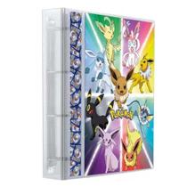 Pasta Fichário Álbum Cristal Cartas Cards Pokémon Eevee Evolução com 10 Folhas 9 Bolsos 4 Argolas - Yes