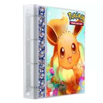 Pasta Fichário Álbum Cristal Cartas Cards Pokémon Eevee Kawaii com 10 folhas 9 bolsos 4 argolas - Yes