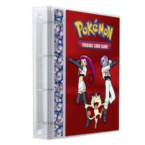 Pasta Fichário Álbum Cristal Cartas Cards Pokémon Equipe Rocket com 10 Folhas 9 Bolsos 4 Argolas