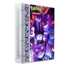 Pasta Fichário Álbum Cristal Cartas Cards Pokémon Fantasmas com 10 Folhas 9 Bolsos 4 Argolas