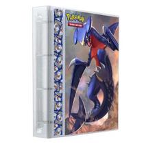 Pasta Fichário Álbum Cristal Cartas Cards Pokémon Garchomp com 10 Folhas 9 Bolsos 4 Argolas