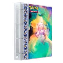 Pasta Fichário Álbum Cristal Cartas Cards Pokémon Jirachi com 10 Folhas 9 Bolsos 4 Argolas