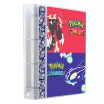 Pasta Fichário Álbum Cristal Cartas Cards Pokémon Kyogre Groudon com 10 Folhas 9 Bolsos 4 Argolas
