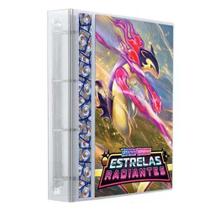 Pasta Fichário Álbum Cristal Cartas Pokémon Estrelas Radiantes com 10 Folhas 9 Bolsos 4 Argolas