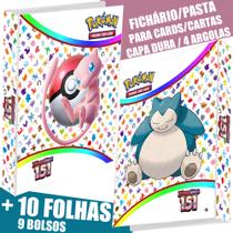 Pasta Fichário Álbum Pokémon Escarlate e Violeta 151 Mew Snorlax capa dura 10 folhas cards cartas