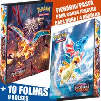 Pasta Fichário Álbum Pokémon Escarlate Violeta Obsidiana Chamas Charizard Dragonite 10 folhas cartas