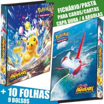 Pasta Fichário Álbum Pokémon Fagulhas Impetuosas Pikachu Latios Latias Capa Dura 10 folha carta card