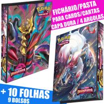 Pasta Fichário Capa Dura 4 Argolas Pokémon Origem Perdida Giratina Zoroark + 10 Folhas Cartas Cards