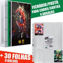 Pasta Fichário Carta Cards 4 Argolas HRO DC Flash + 30 Folhas