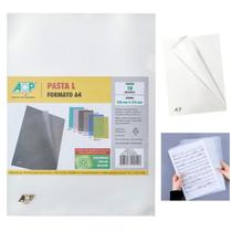 Pasta L Plástica Transparente A4 Ideal para Organização 30 Unidade