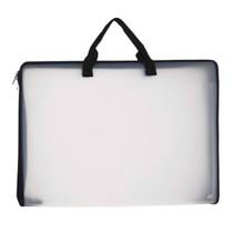 Pasta Maleta Especial com Alça e Zíper Yes A3 Transparente Branco para Arquivos e Documentos Grande