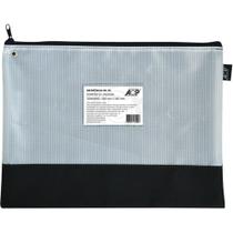Pasta Malote NYLON com Zíper 25X34,5CM PRETO/CINZA Pacote com 5 Unidades