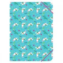 Pasta Ofício Plástico Com Elástico Escolar Decorada Lhama