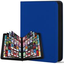 Pasta para Cartas Zofly 16 Bolsos Dupla Face Azul em Couro