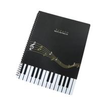 Pasta Para Partituras Preta Com 20 Capas Protetoras, Organizador Espiral Para Piano