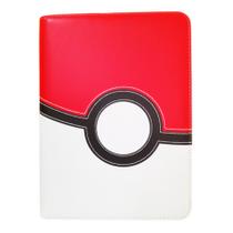 Pasta Pequena Pokébola c/ Zíper e 20 folhas pretas 08 bolsos p/ 160 cartas (bordada)
