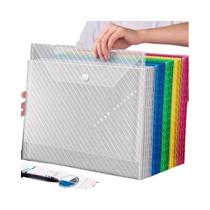 Pasta Plástica A4 Transparente De Grande Capacidade 5 20pcs Com Botão De Fechamento Para Escola