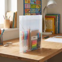 Pasta Plástica com Elástico 55mm Classificador Transparente Polibras Organizador de Documentos