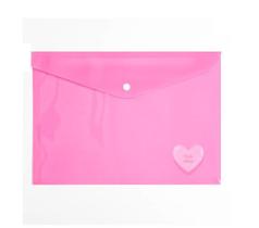 Pasta Plástica Envelope Pink Vibes Coração LeoArte