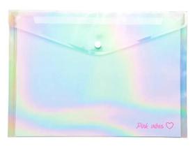Pasta plástica envelope Pink vibes holográfica - LEO ARTE