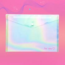 Pasta plástica envelope pink vibes holográfica leoarte Pasta plástica envelope pink vibes holográfica leoarte