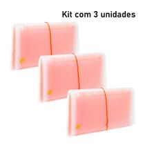 Pasta Sanfonada 12 Divisoes Coloridas - Tamanho: Cheque - Kit com 3 unidades (Laranja/Laranja/Laranja)