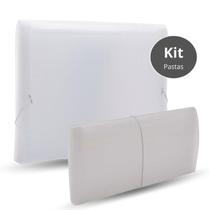 Pasta Sanfonada 12 Divisórias Cristal Kit 2 Tamanhos Visor e Elástico Dello p/ Organizar Documentos Cheques Promissórias