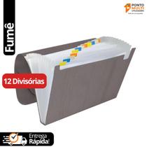 Pasta Sanfonada 12 Divisórias Tamanho A4 Ofício Fumê Acp Cor:Fumê Pasta Sanfonada 12 Divisórias Tamanho A4 Ofício Fumê Acp Cor:Fumê