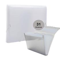 Pasta Sanfonada 31 Divisórias Cristal A4 c/ Visor e Elástico Dello Resistente p/ Organizar Documentos Trabalhos Projetos