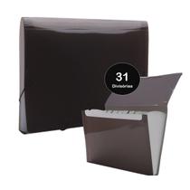 Pasta Sanfonada 31 Divisórias Fume A4 com Visor e Elástico Dello Resistente para Organizar Documentos Trabalhos Projetos