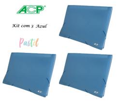 Pasta Sanfonada A4 12 Div. Azul Pastel 1727 Kit Com 3 ACP