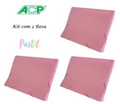 Pasta Sanfonada A4 12 Div. Rosa Pastel 1727 Kit Com 3 ACP