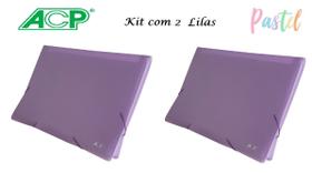 Pasta Sanfonada A4 12 Div. Roxo Pastel 1727 Kit Com 2 ACP