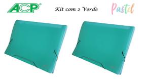 Pasta Sanfonada A4 12 Div. Verde Pastel 1727 Kit Com 2 ACP Pasta Sanfonada A4 12 Div. Verde Pastel 1727 Kit Com 2 ACP
