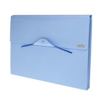 Pasta Sanfonada A4 Linho Serena com 12 Divisões Dello - Azul Pastel