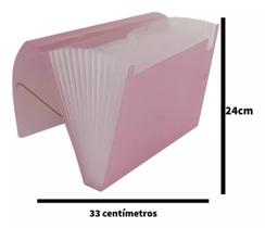Pasta Sanfonada Grande A4 24x33cm 12 Divisórias Plásticas ACP e Polibras para Organizar, Transportar e Classificar Documentos e Papéis