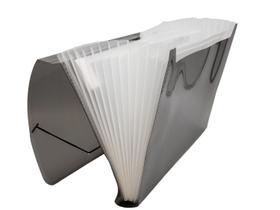 Pasta Sanfonada Oficio 12 Divisórias Plástica Cristal Fumê Plascony