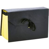 Pasta Sanfonada Papel Duplicata 31 Divisórias Preta Luxo