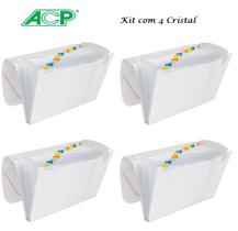 Pasta Sanfonada Plastica A4 12 Div. Cristal Kit c/4 Pcs ACP