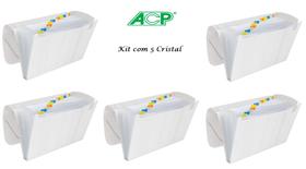 Pasta Sanfonada Plastica A4 12 Div. Cristal Kit c/5 Pcs ACP